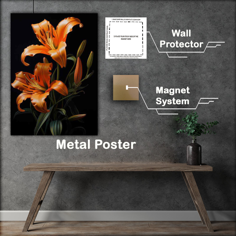 Buy Metal Poster : (beautiful pair of orange lillys)
