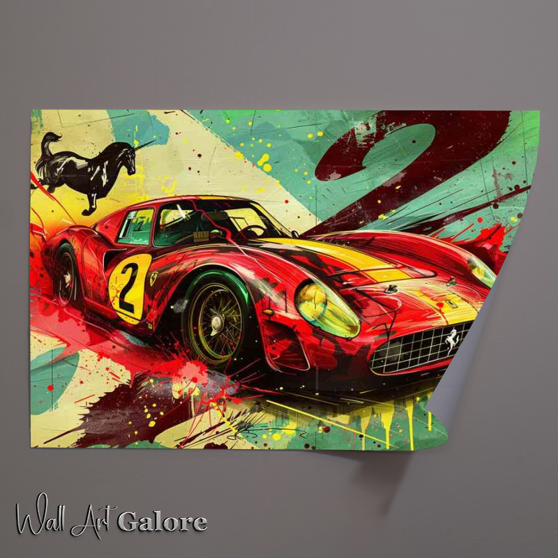 Buy Unframed Poster : (Graffiti style Ferrari Le Mans race car)