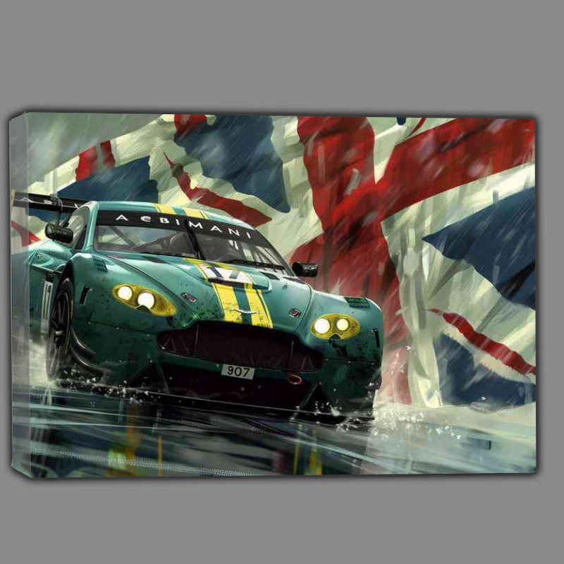Buy Canvas : (Iconic Aston Martin race green uk flag)