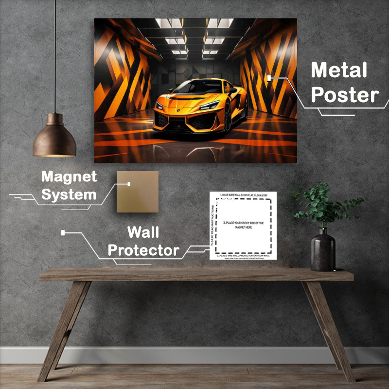 Buy Metal Poster : (Lamborghini In bright yellow)