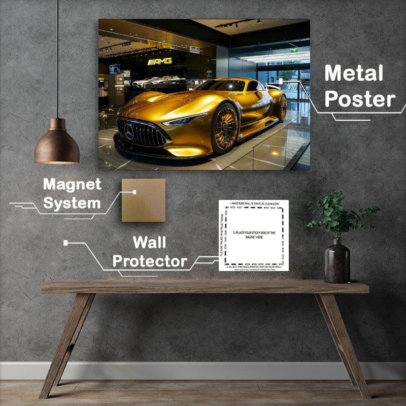 Buy Metal Poster : (Mercedes Style Golden AMG futuristic)
