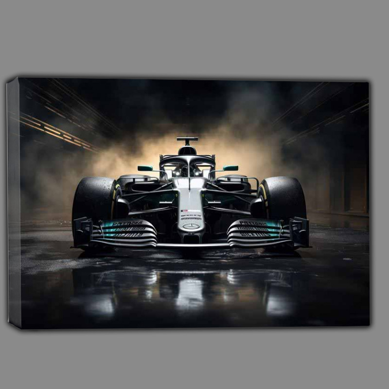 Buy Canvas : (Modern formula one racing car with smoke)