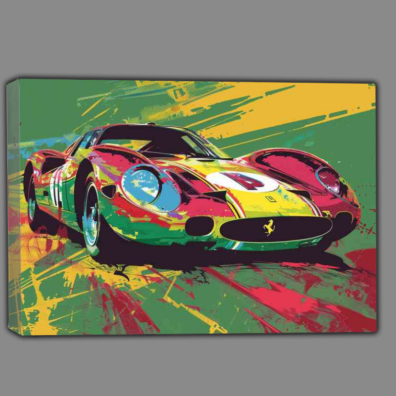 Buy Canvas : (Old School Ferrari in red and yellow pop art style)