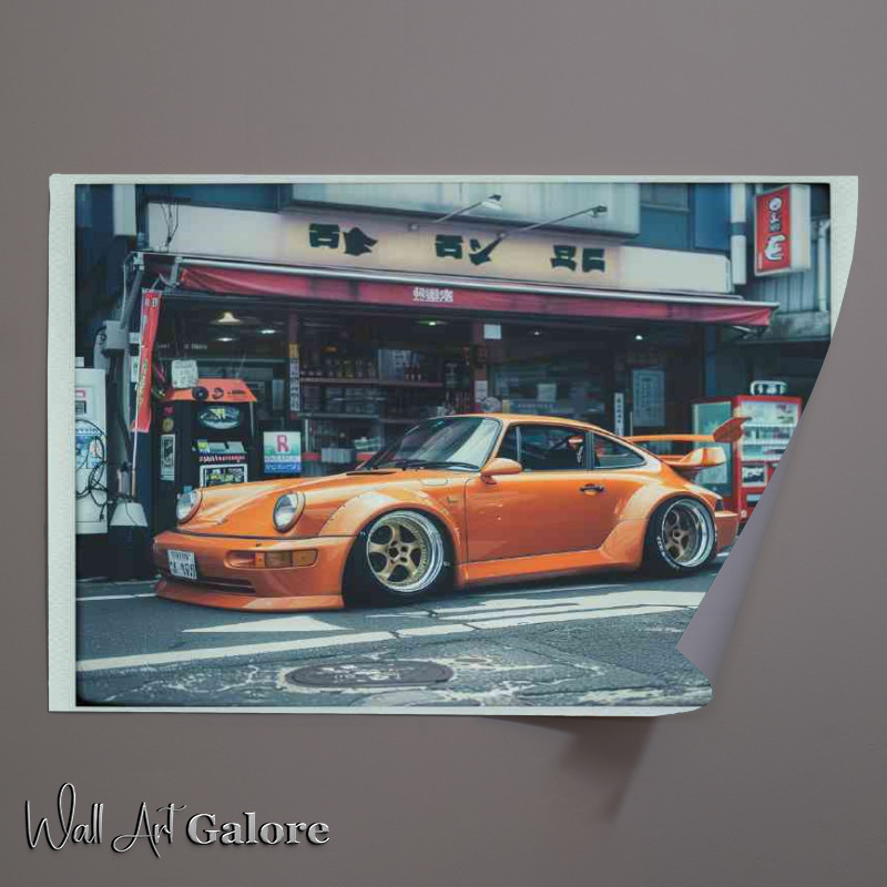 Buy Unframed Poster : (Orange widebody Porsche)