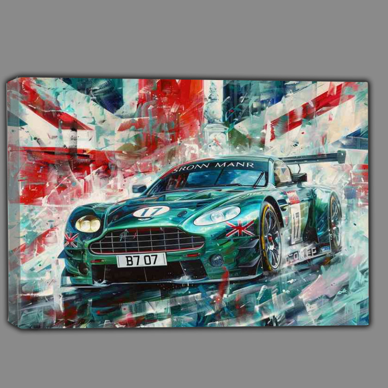 Buy Canvas : (Painted style Aston Martin with uk flag)