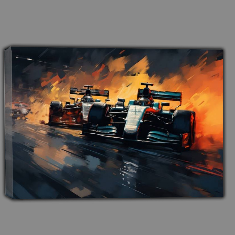 Buy Canvas : (Painted style racing cars on the race track)