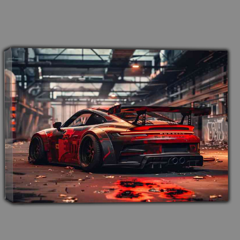 Buy Canvas : (Porsche RUNT sitting in an industrial setting)