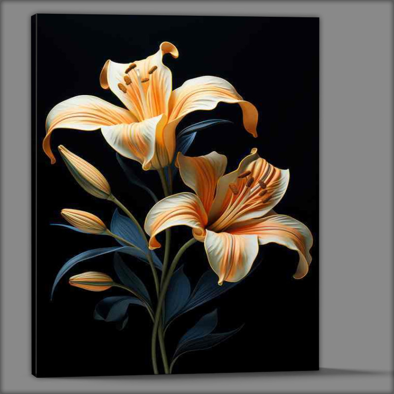 Buy Canvas : (orange lilys blooming with a dark background)