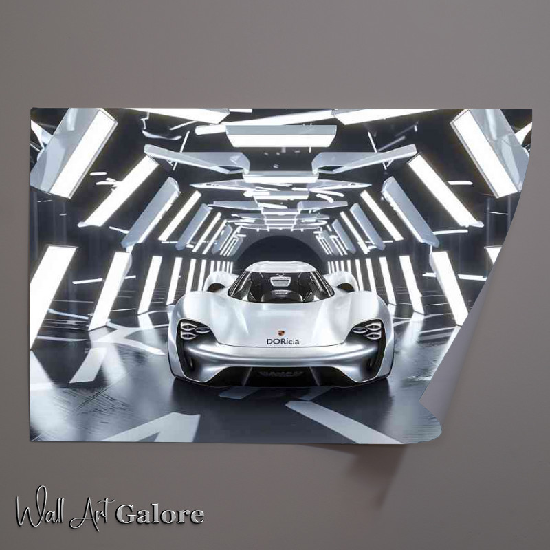 Buy Unframed Poster : (Porsche style concept car with bright lights)