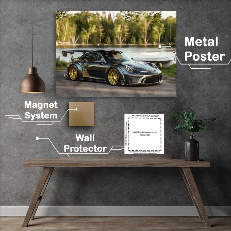 Buy Metal Poster : (Porsche with a gloss charcol)