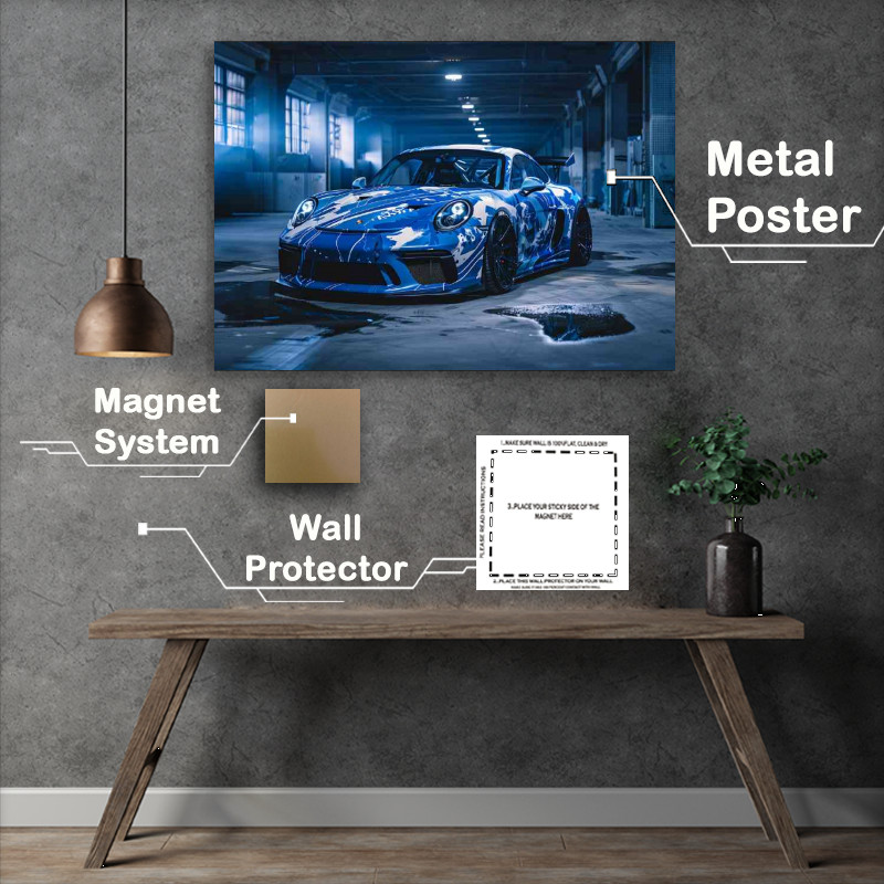 Buy Metal Poster : (Porsche with blue and white paint)