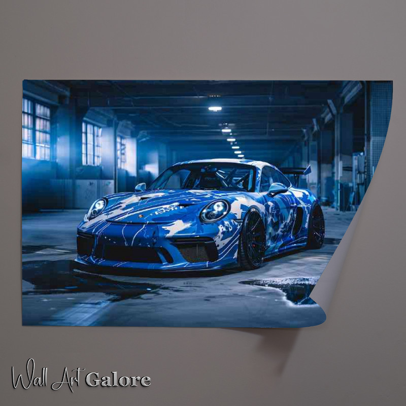 Buy Unframed Poster : (Porsche with blue and white paint)