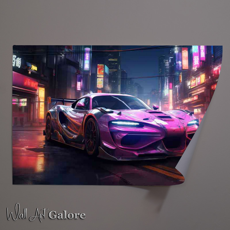 Buy Unframed Poster : (Purple futuristic neon street car)