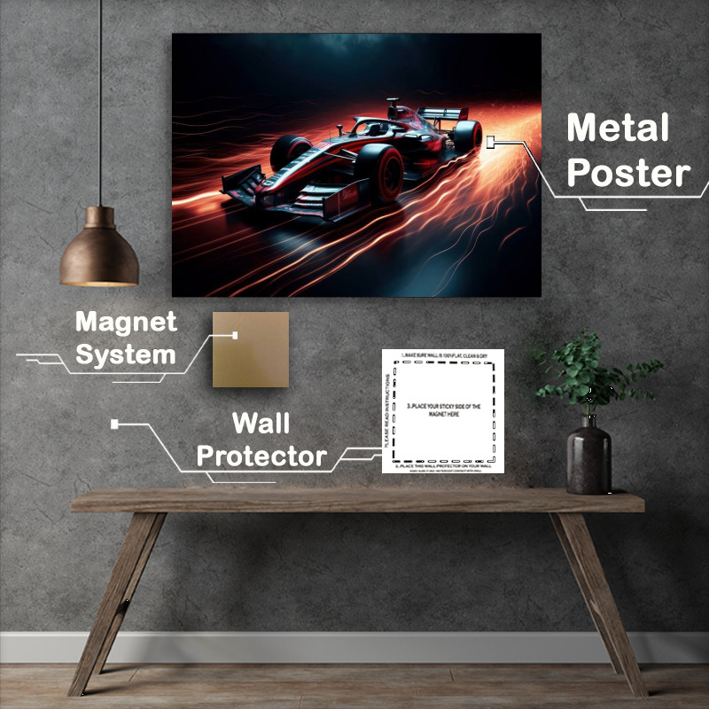 Buy Metal Poster : (Racing car traverling through time)