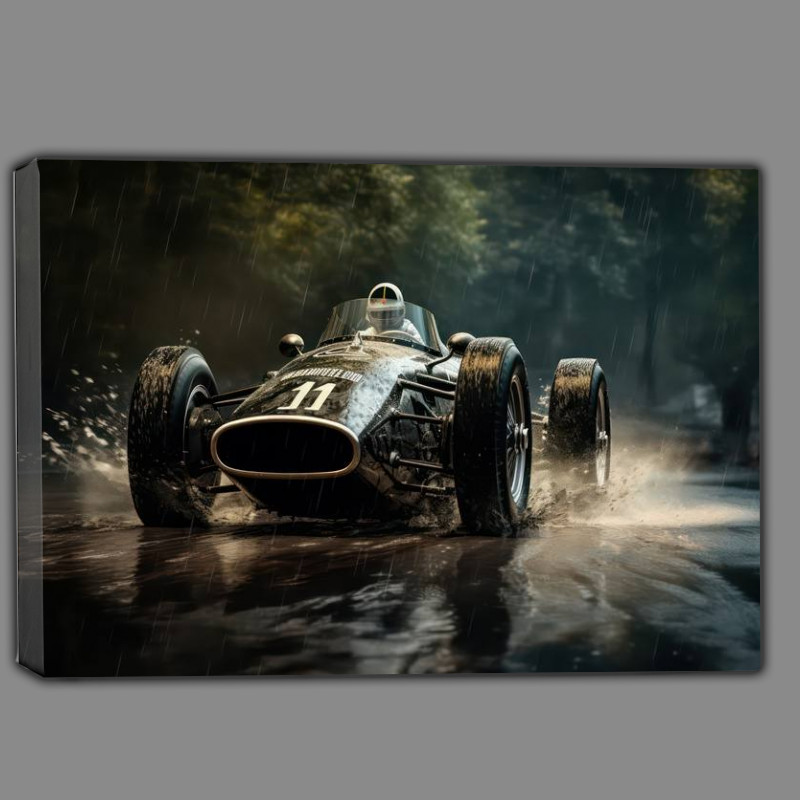 Buy Canvas : (Racing in the rain in a classic sports car)