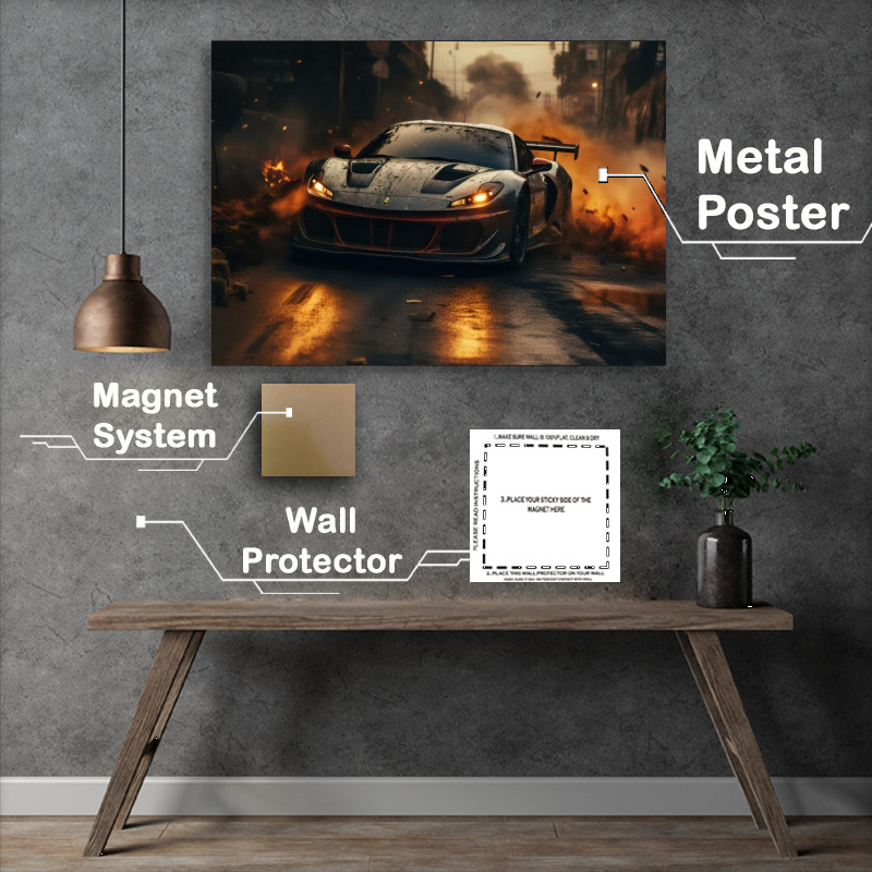 Buy Metal Poster : (Racing through the burning streets)