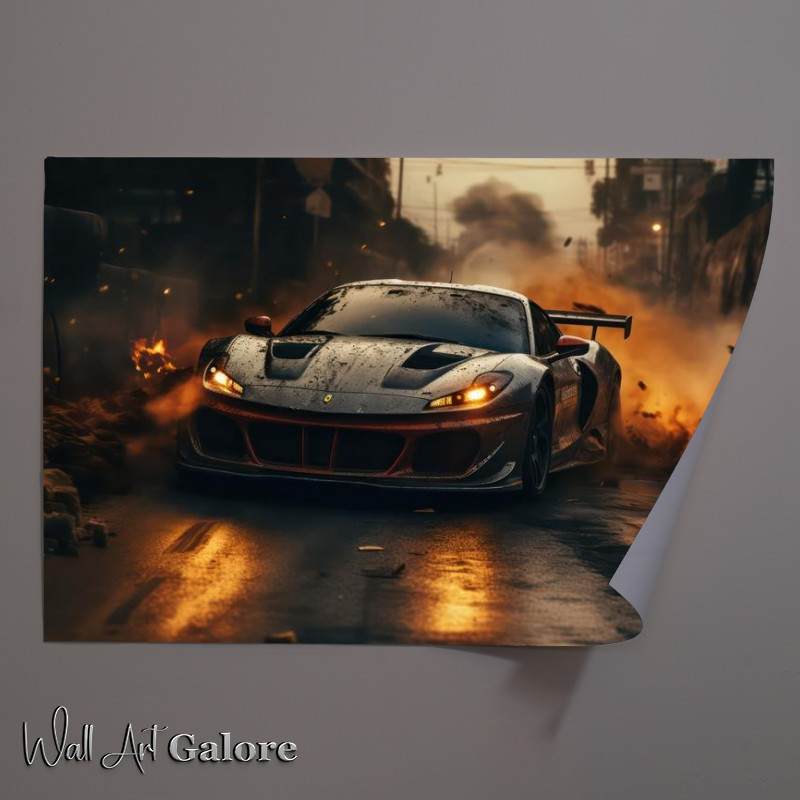 Buy Unframed Poster : (Racing through the burning streets)