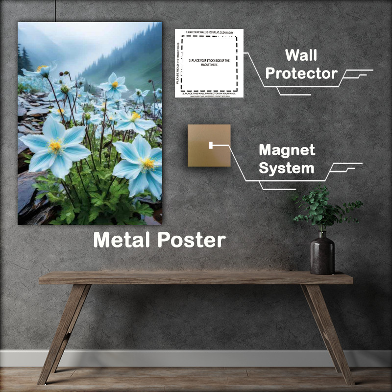 Buy Metal Poster : (pale blue mountain flowers)