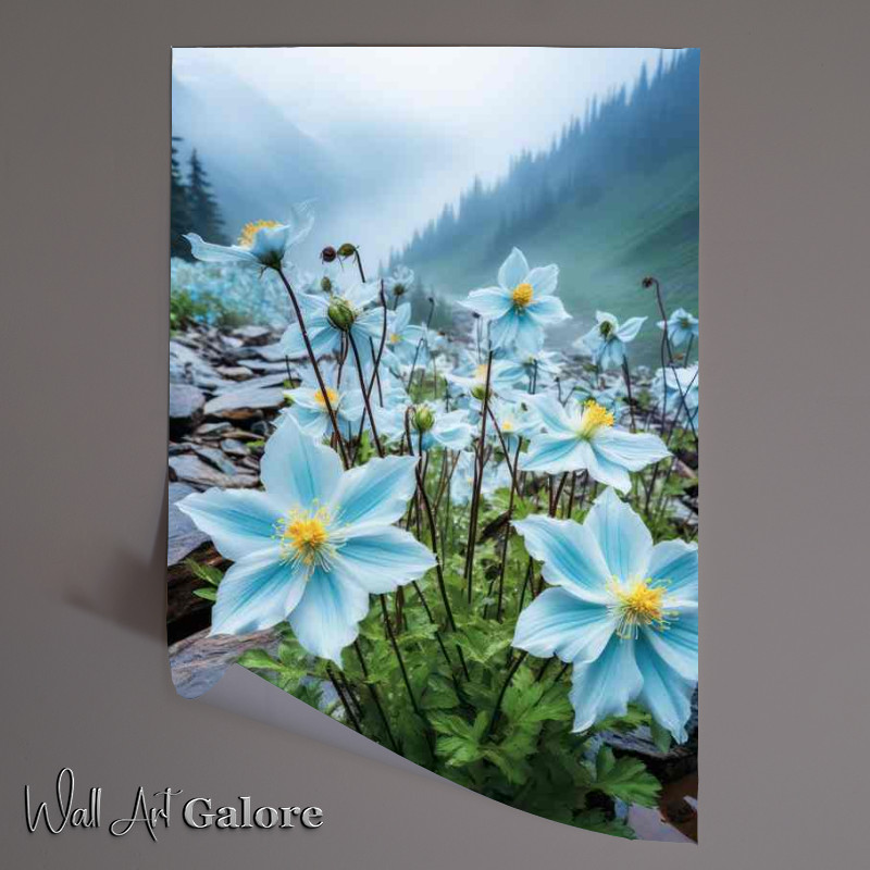 Buy Unframed Poster : (pale blue mountain flowers)