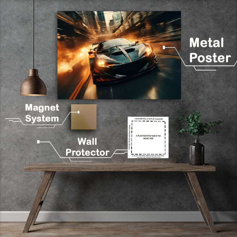 Buy Metal Poster : (Super car driving at speed)