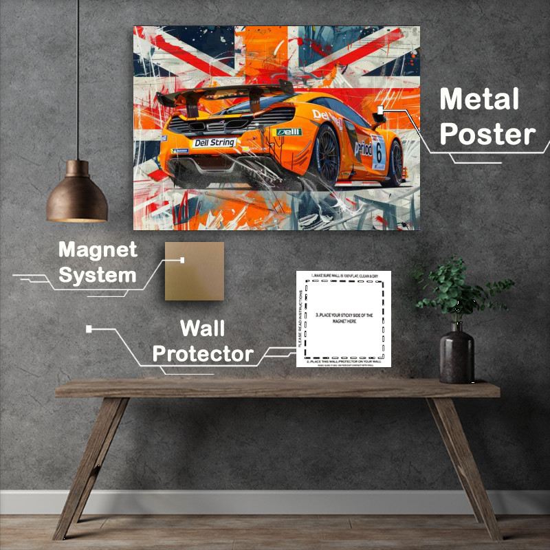 Buy Metal Poster : (The orange McLaren car painted style)