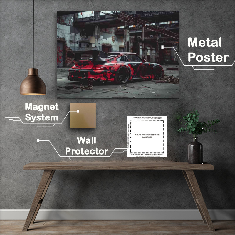 Buy Metal Poster : (Widebody Porsche R with black and red camo)