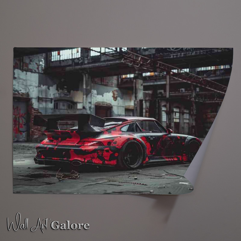Buy Unframed Poster : (Widebody Porsche R with black and red camo)