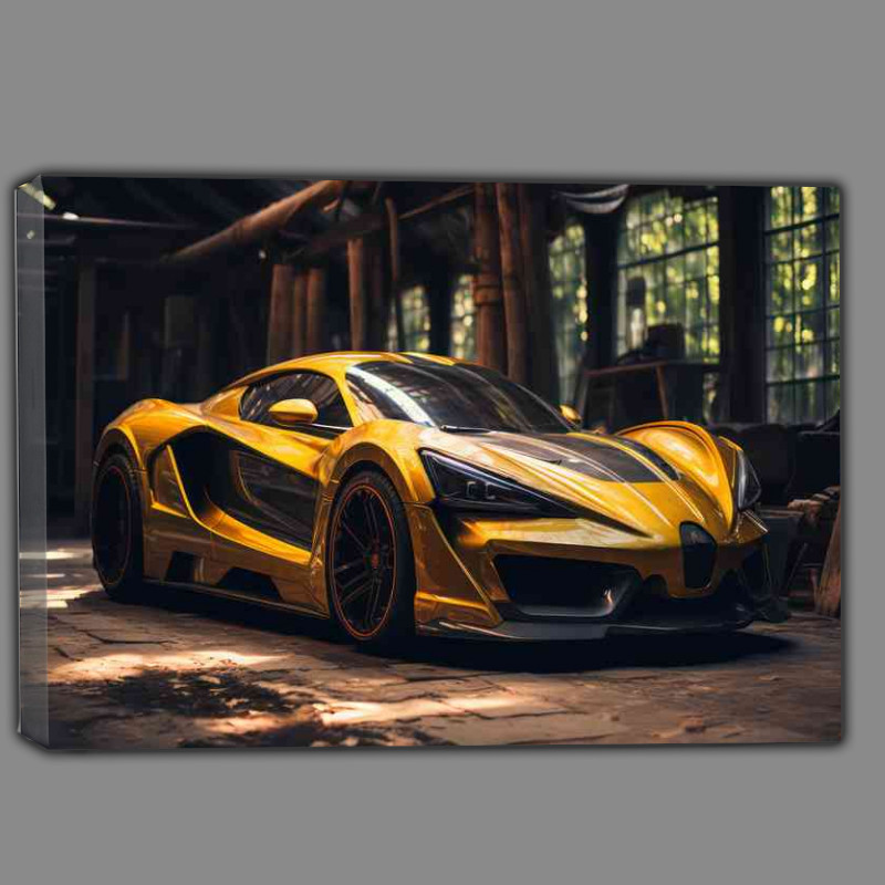 Buy Canvas : (Yellow super sports car with black stripes)