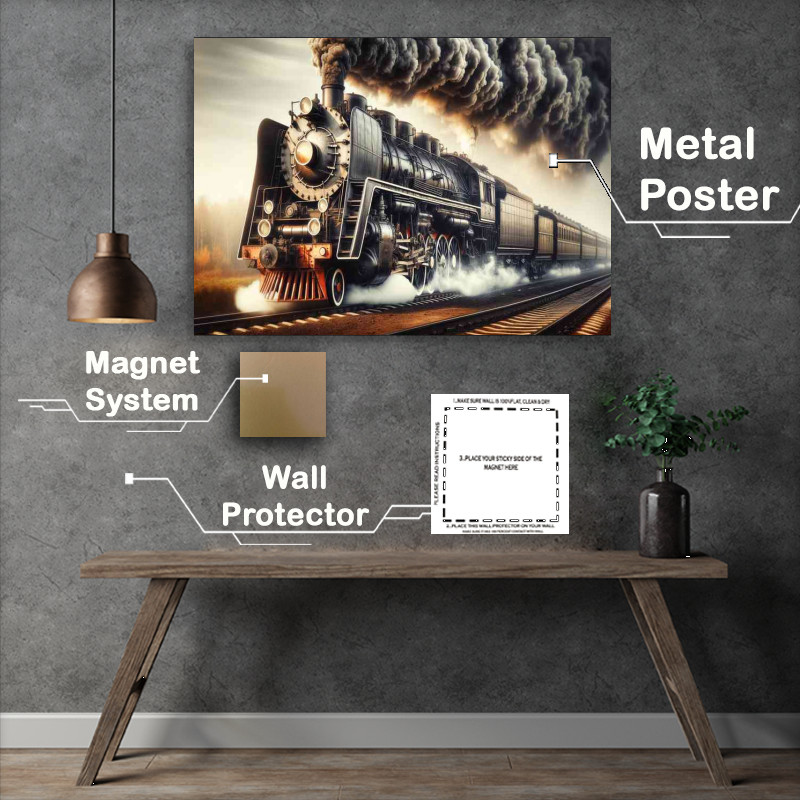 Buy Metal Poster : (Locomotive Steam Power Majesty a classic steam engine train)