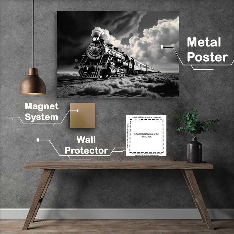 Buy Metal Poster : (Stram Train in black and white)