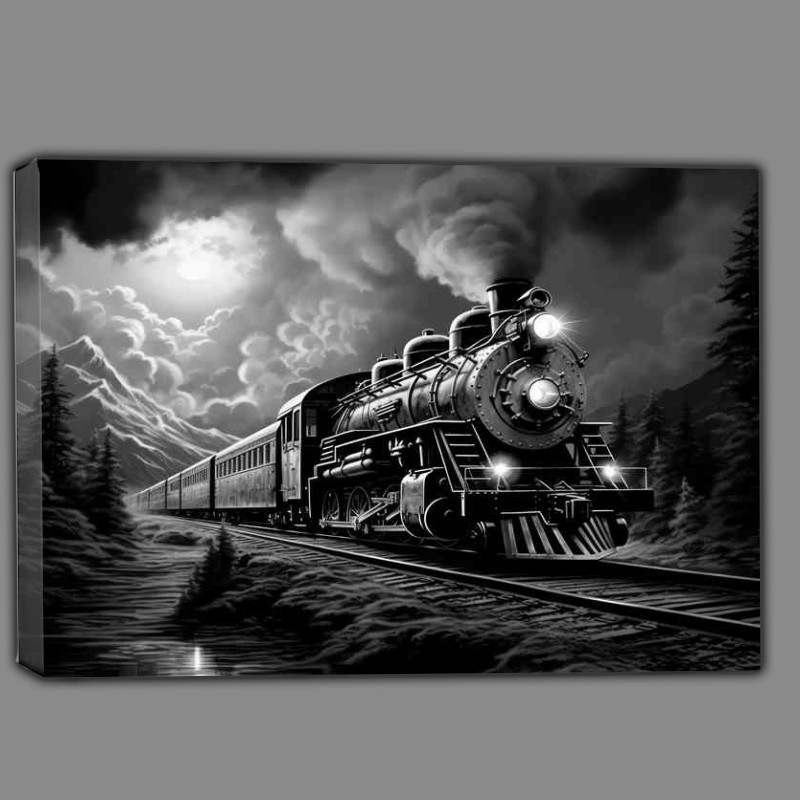 Buy Canvas : (Train steaming along the track)