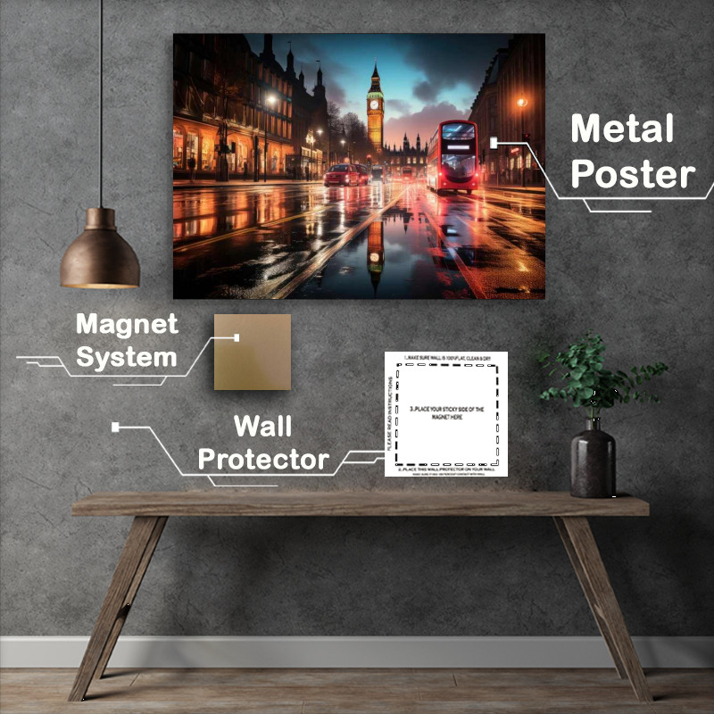 Buy Metal Poster : (Big ben and the london buss)