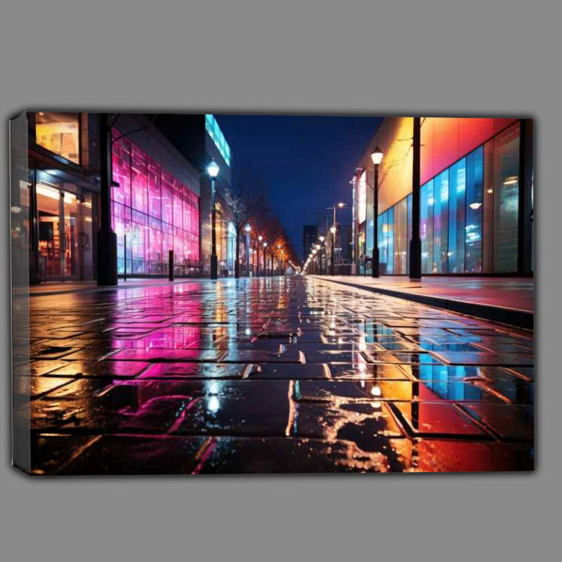 Buy Canvas : (City Street view wet pavments)