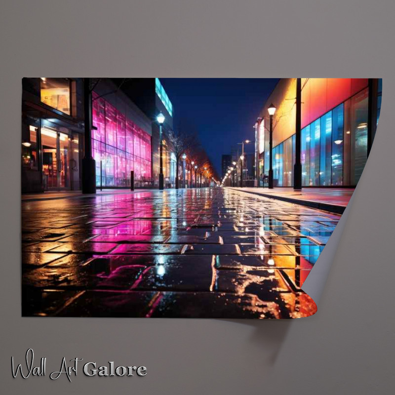 Buy Unframed Poster : (City Street view wet pavments)