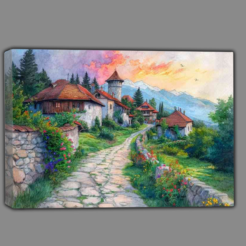 Buy Canvas : (Art Nouveau painting village in Romania)