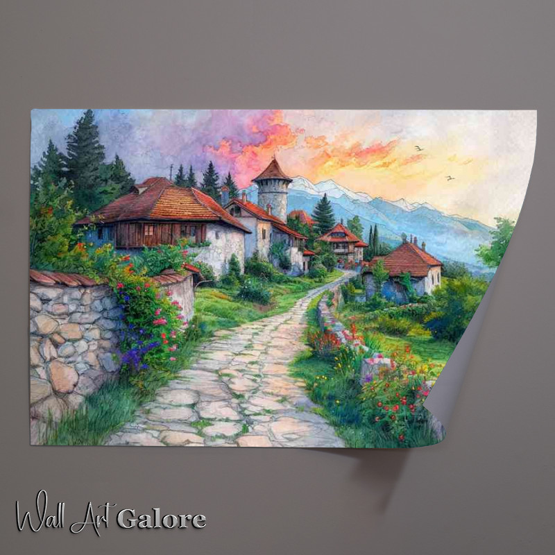 Buy Unframed Poster : (Art Nouveau painting village in Romania)