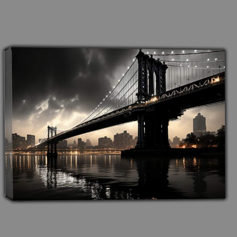 Buy Canvas : (Black and white image of the Brooklyn Bridge)