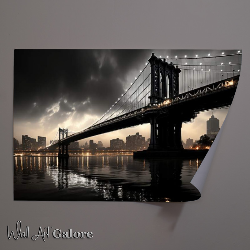 Buy Unframed Poster : (Black and white image of the Brooklyn Bridge)
