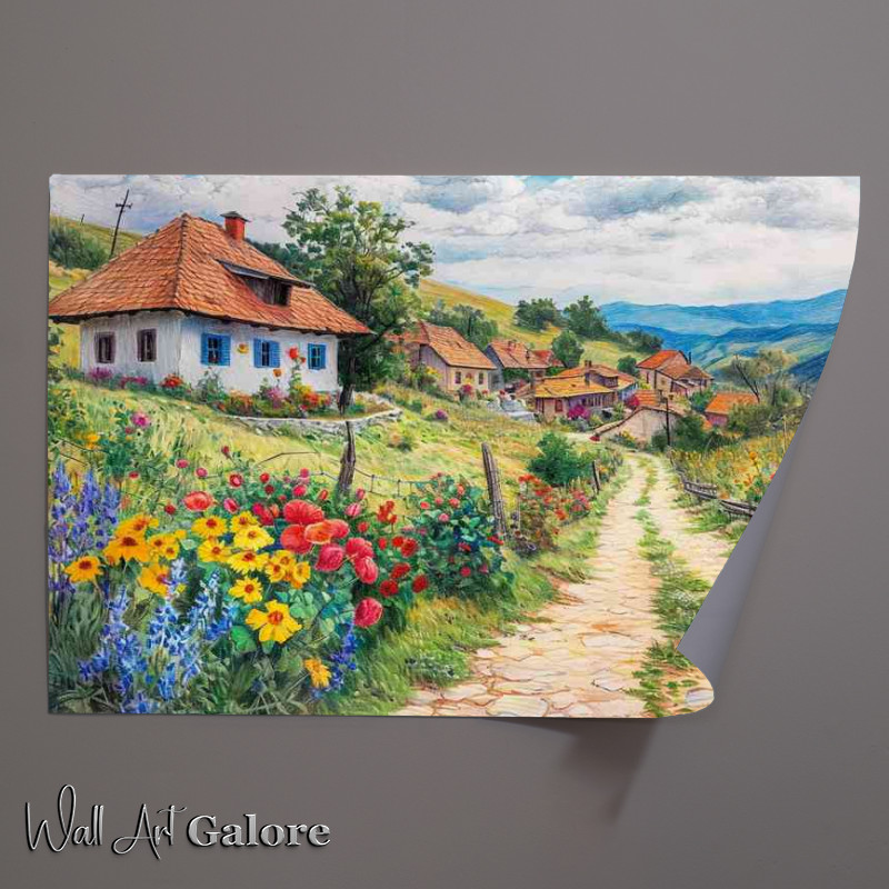 Buy Unframed Poster : (Evening in Romaina a little farmhouse road)