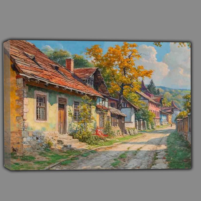 Buy Canvas : (Nice quaint little village road Romaina)