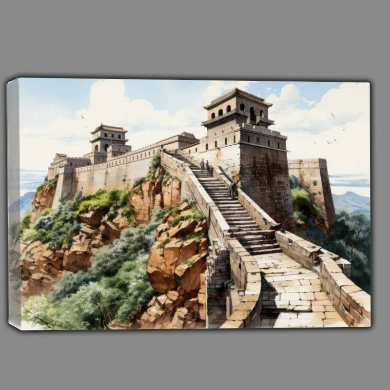 Buy Canvas : (Painted style of the great wall of china steps)