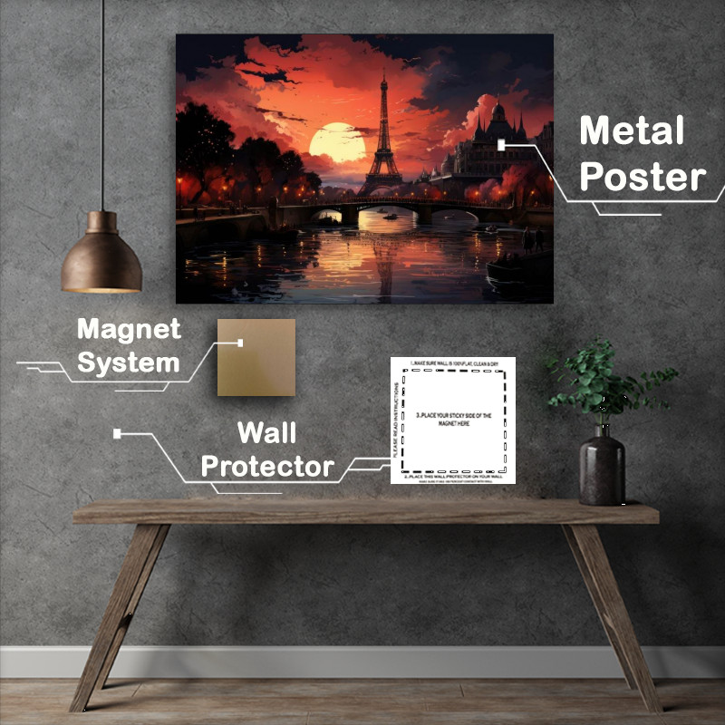 Buy Metal Poster : (River view of the Effiel Tower)