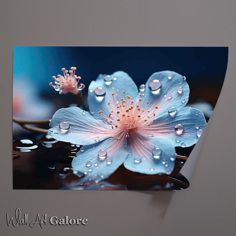 Buy Unframed Poster : (Pink flower with water drops)