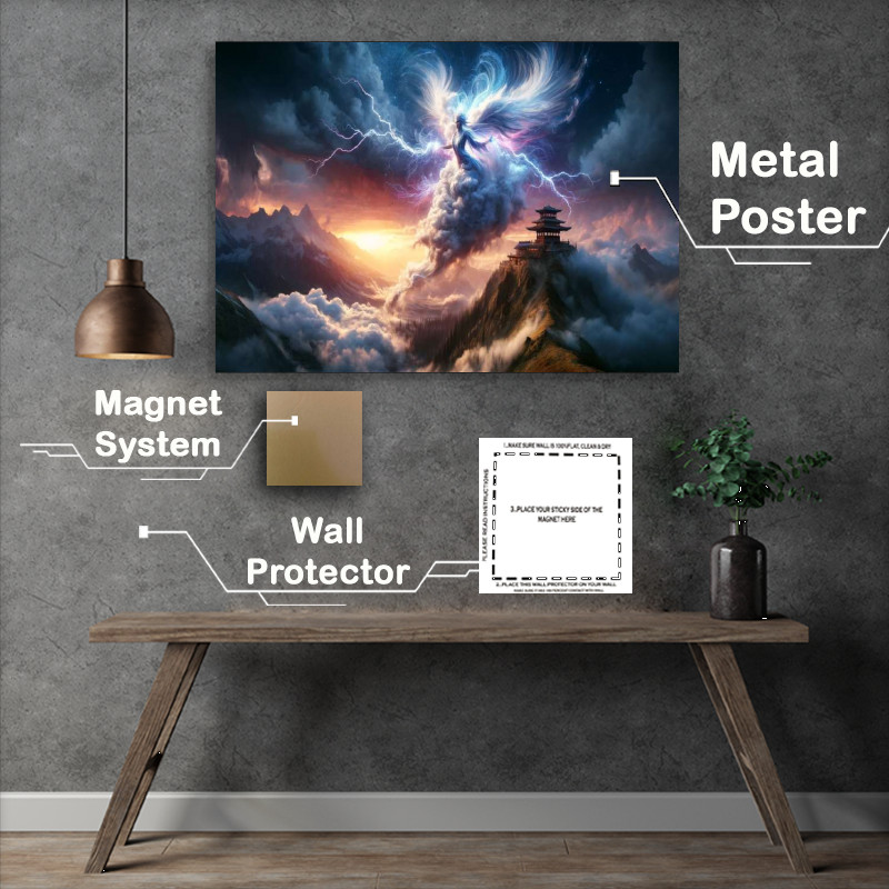 Buy Metal Poster : (Air elemental spirit her form a whirlwind of clouds and lightning)