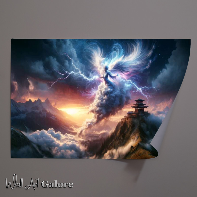 Buy Unframed Poster : (Air elemental spirit her form a whirlwind of clouds and lightning)