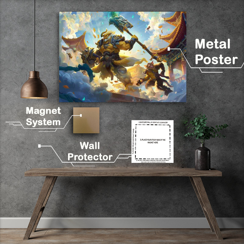 Buy Metal Poster : (Anthropomorphic yellow fighting)