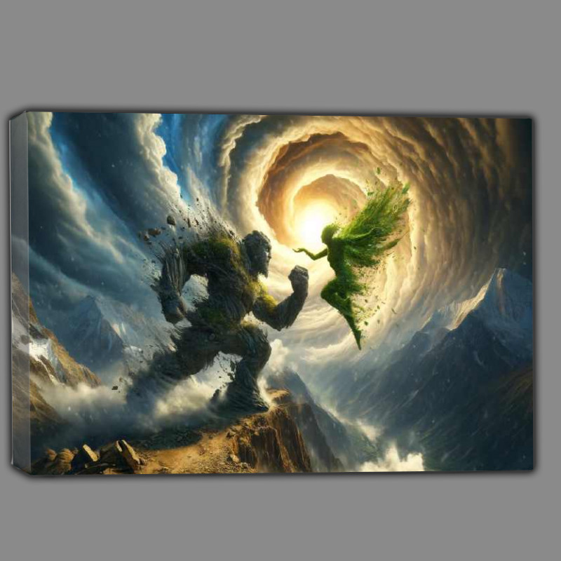Buy Canvas : (Battle between an Earth golem and a Wind sylph)