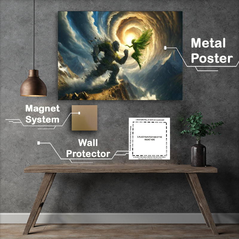 Buy Metal Poster : (Battle between an Earth golem and a Wind sylph)