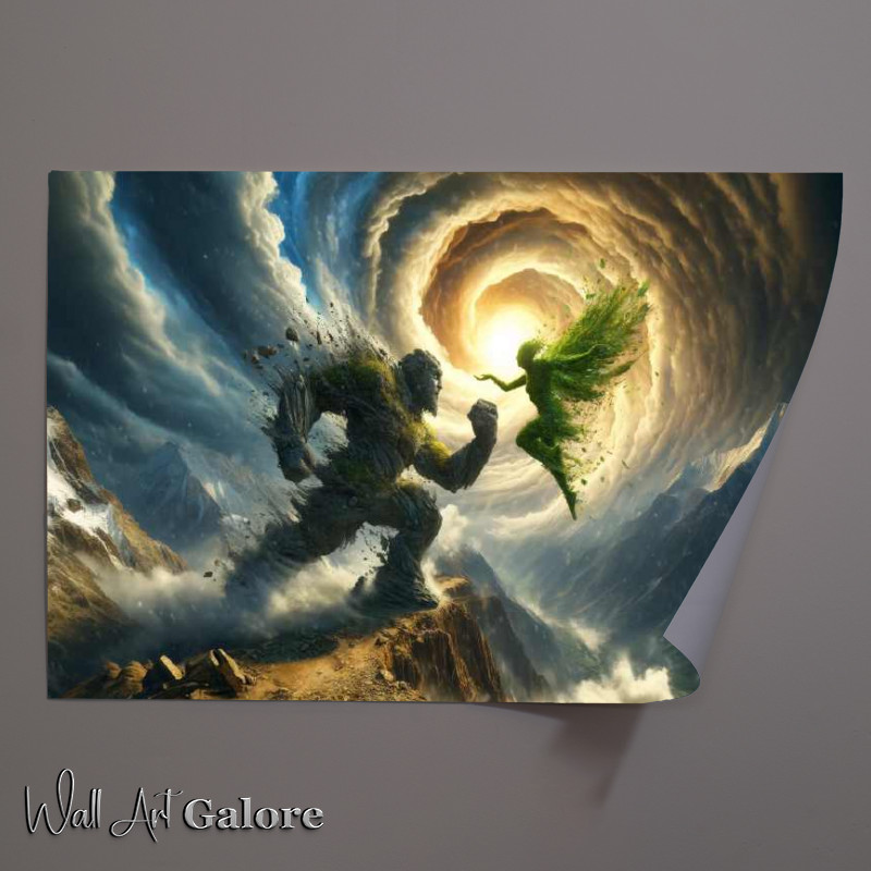 Buy Unframed Poster : (Battle between an Earth golem and a Wind sylph)