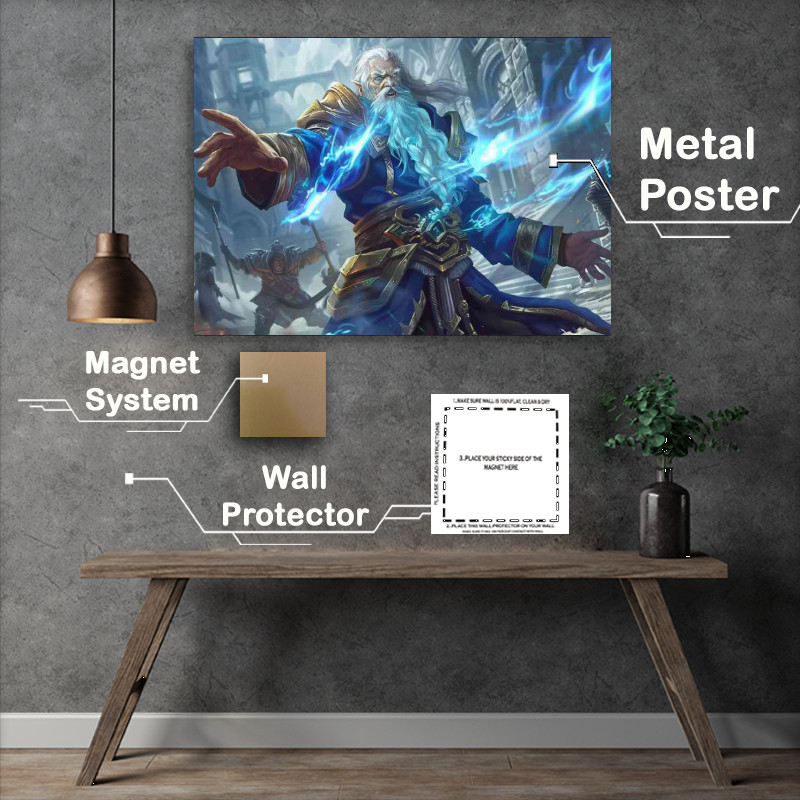 Buy Metal Poster : (Blue Wizard with white beard)